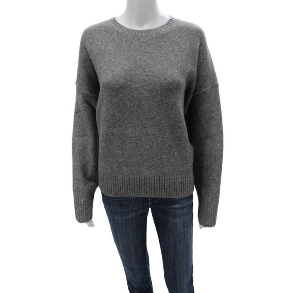 Zara Women Gray Acrylic Pullover Sweater Crew Neck Long Sleeve Size L